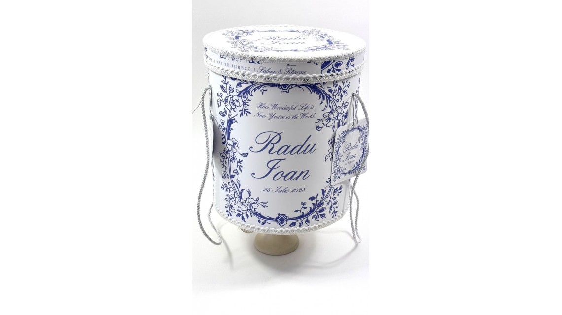 Trusou botez băiețel English Romantic Blue Personalizat cu broderie 4